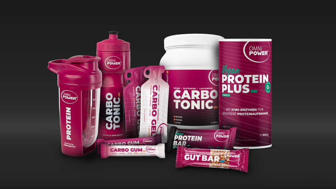 Champions-Bundle: Proteinpulver, Proteinbar, Gutbar, Carbogum, Carbogel, Carbotonic, Shaker, Flasche
