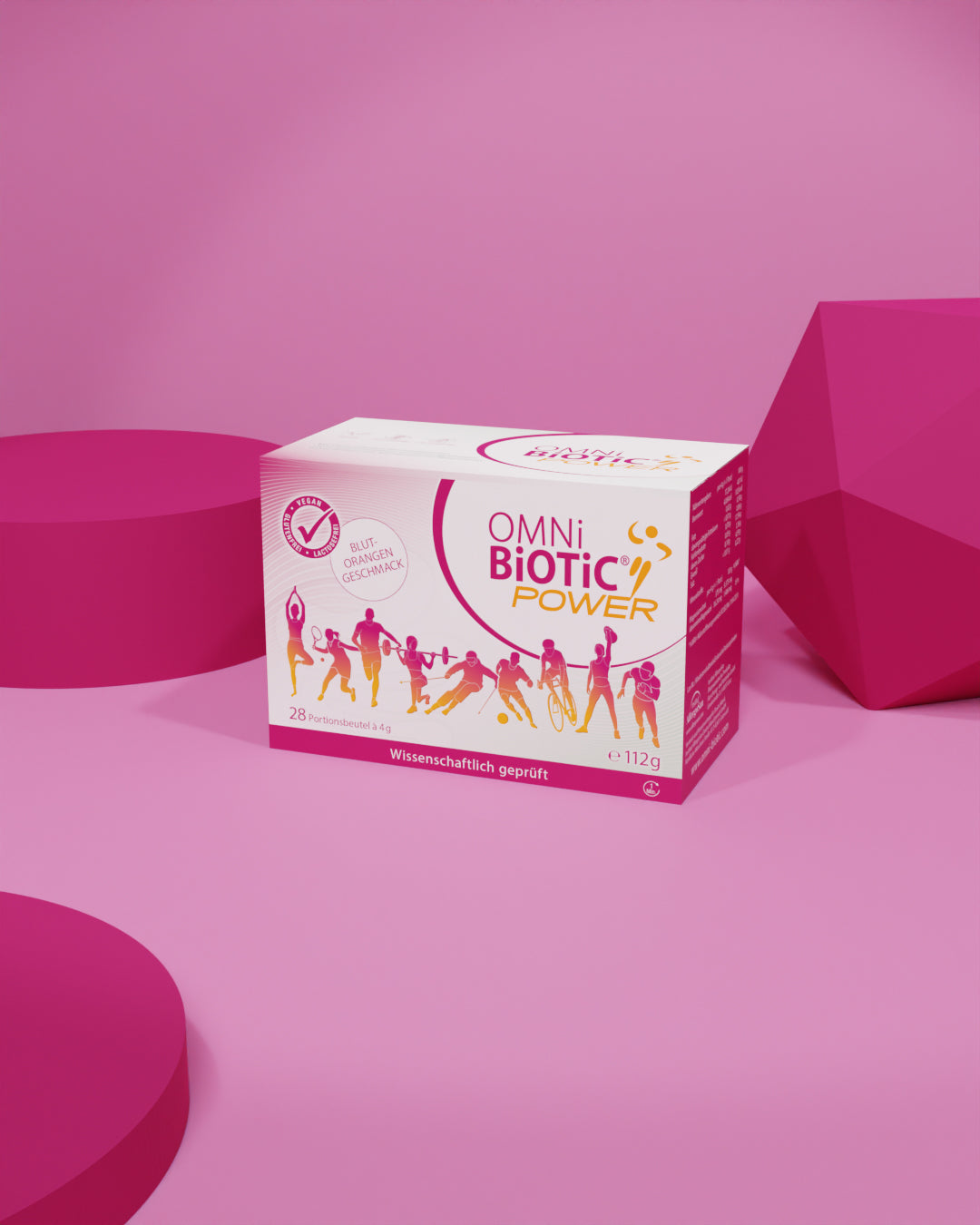 OMNi-BiOTiC Power vor magentea Hintergrund